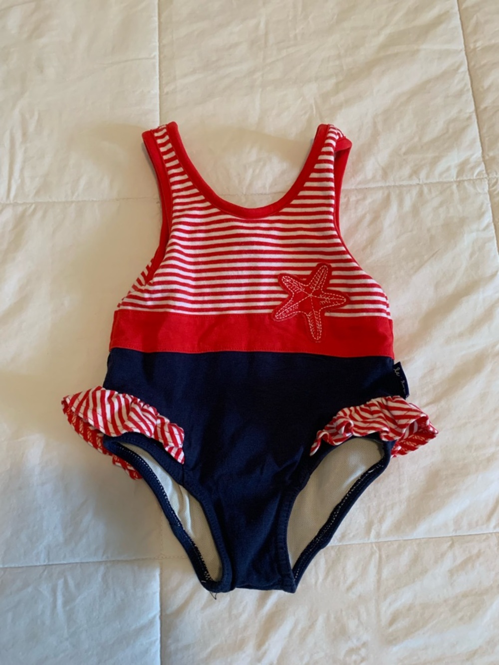 Le Top Red & Navy Starfish Ruffle One-Piece Swimsuit